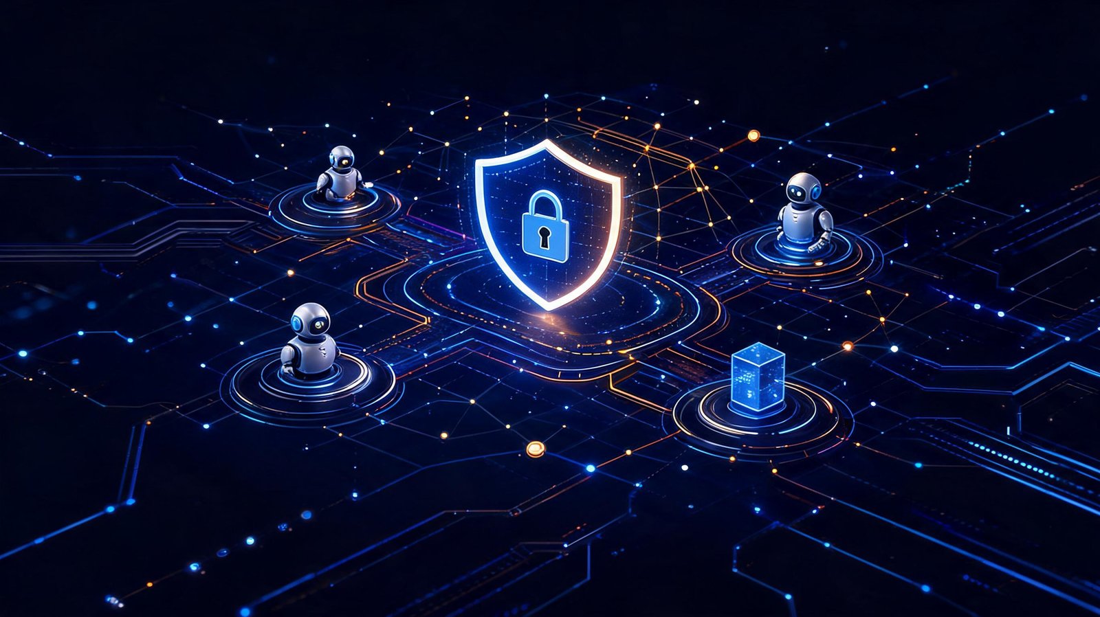 AI Automation and Cyber Security 3D Artwork