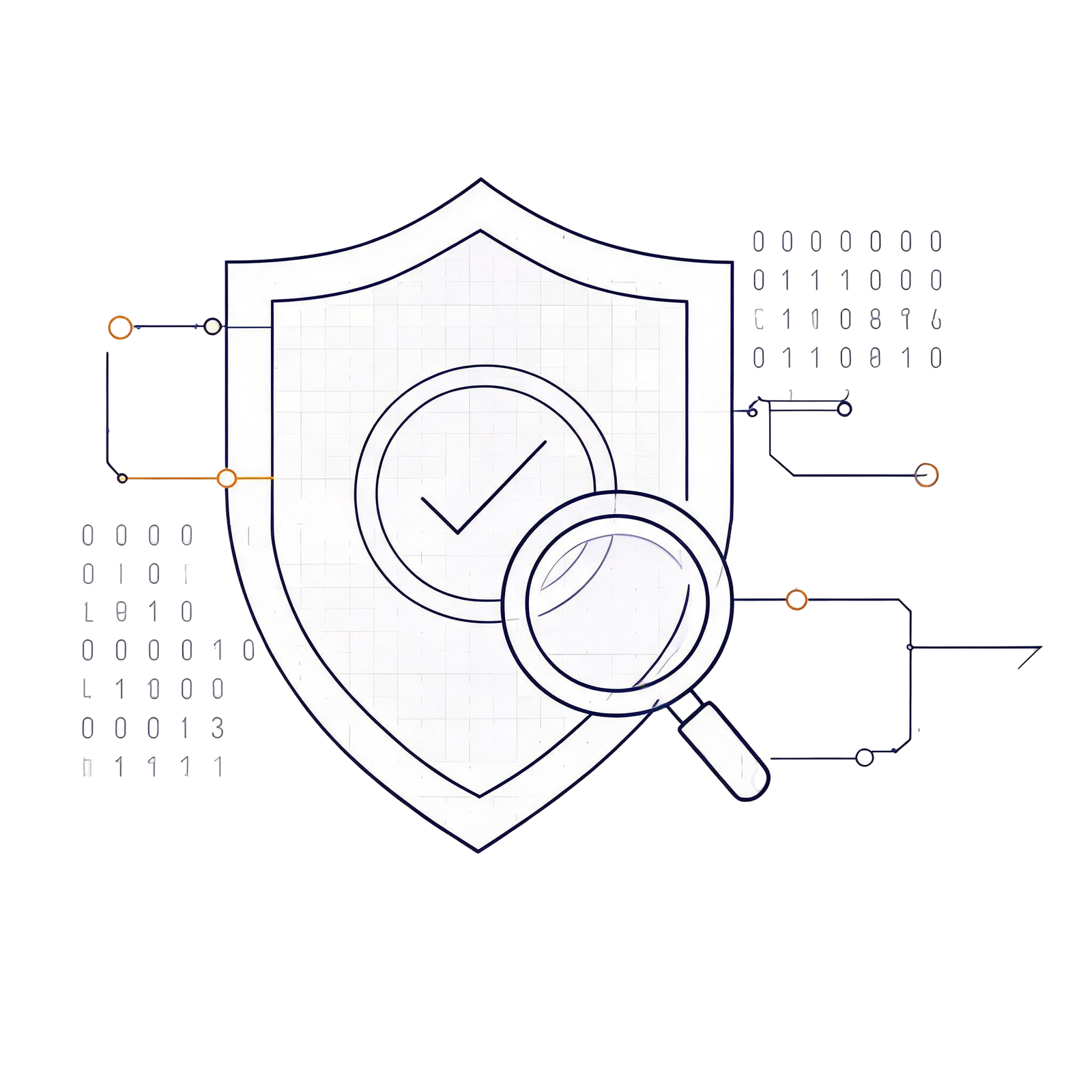 Security analysis illustration with magnifying glass